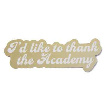 Luxury Sticker with 'I'd like to thank the Academy' text on a white background. The Academy Awards official Oscars stickers